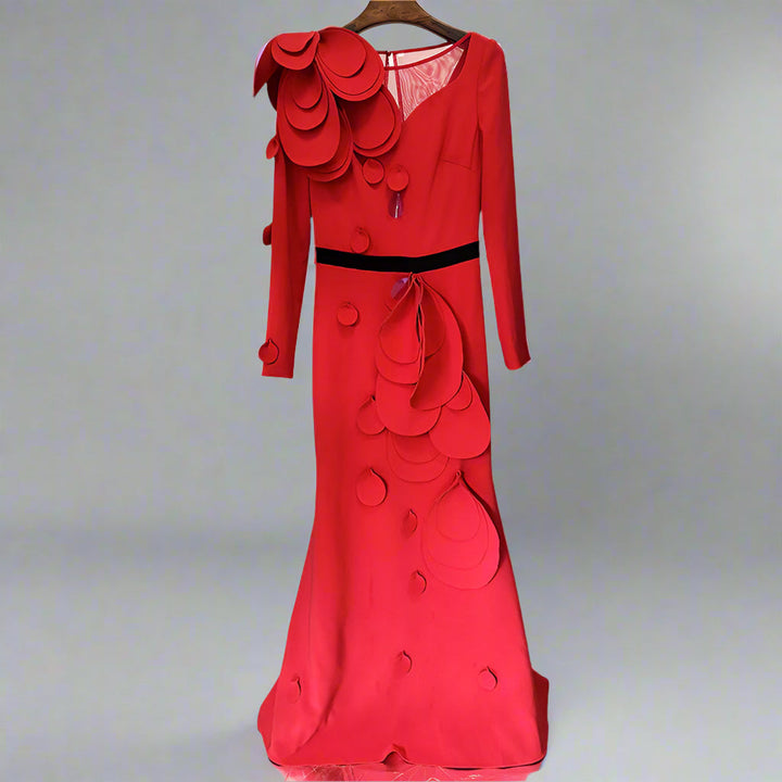 applique detail gown with sculpted shoulder – Farein