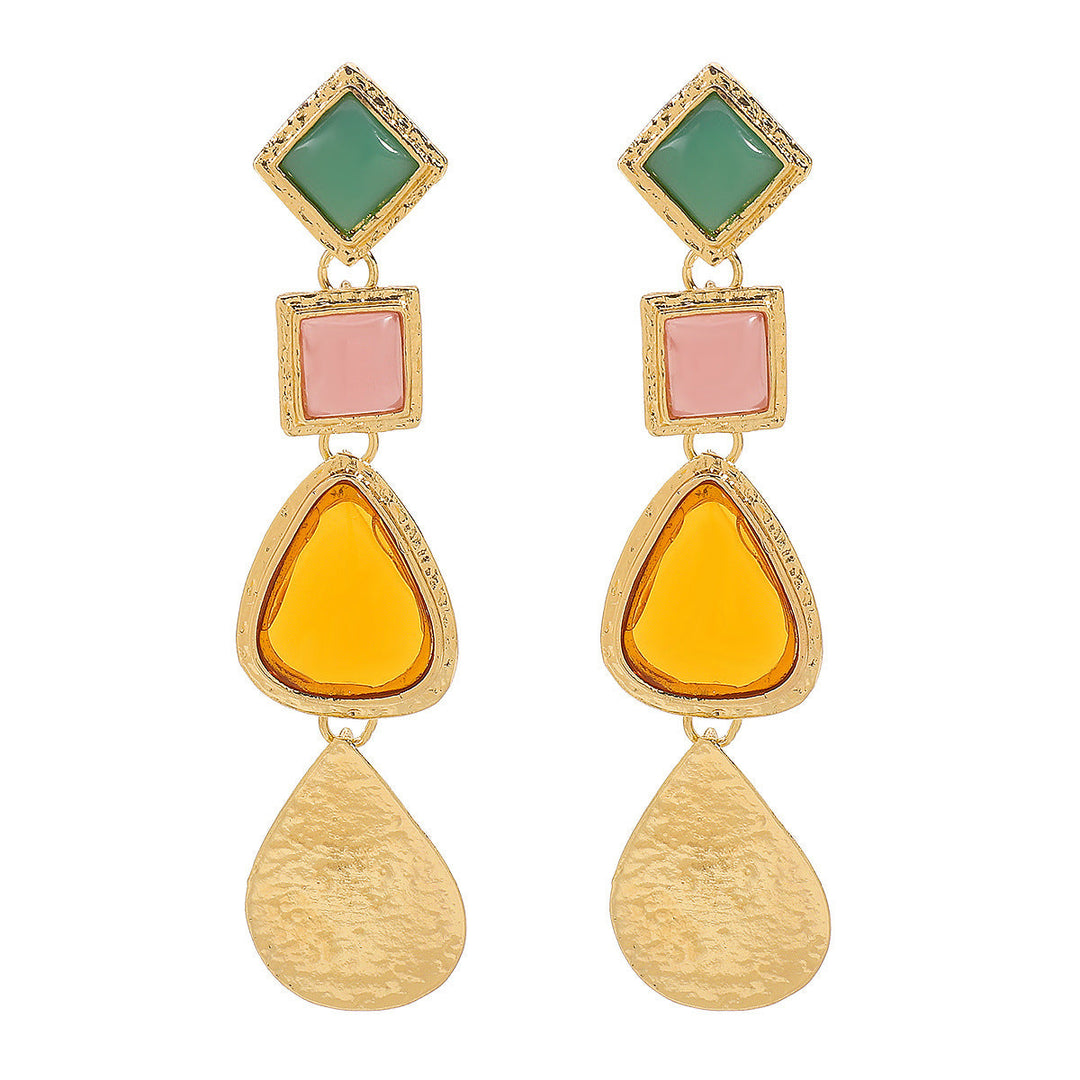 geometric drop earrings with multicolor stones - AMARAP