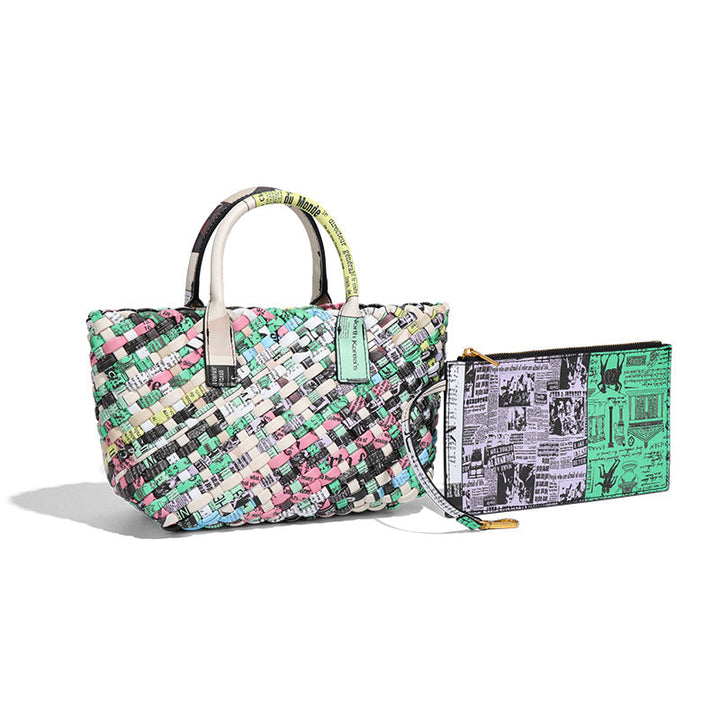 Woven Leather Tote Bag with Matching Wallet – ÉLORA