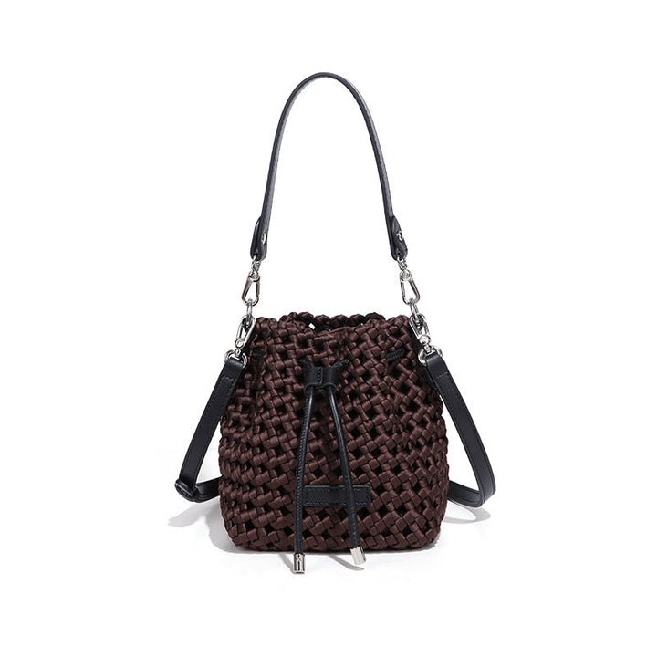 Woven Drawstring Bucket Bag – BRONZE