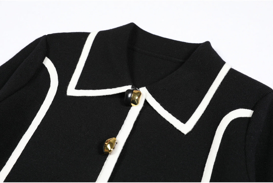 long sleeve tailored suit with contrast piping - DORRAZLI