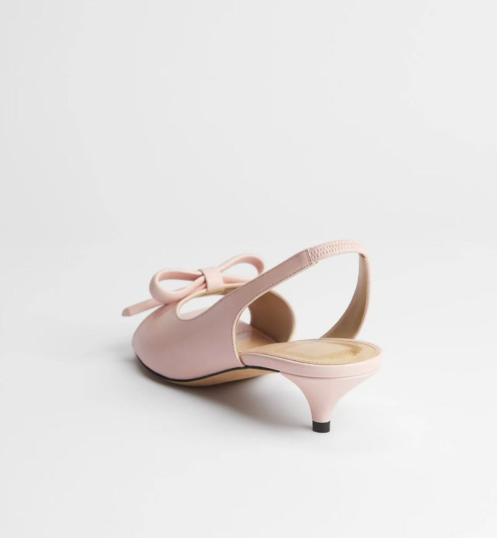 Black Bow Slingback Kitten Heels – Minimal