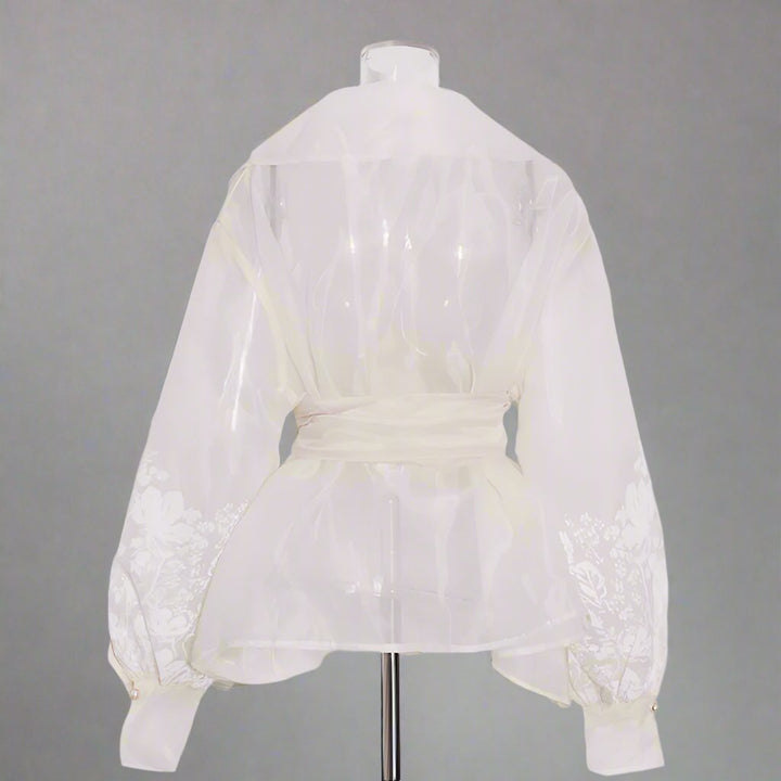 White blouse with floral design - Celtam