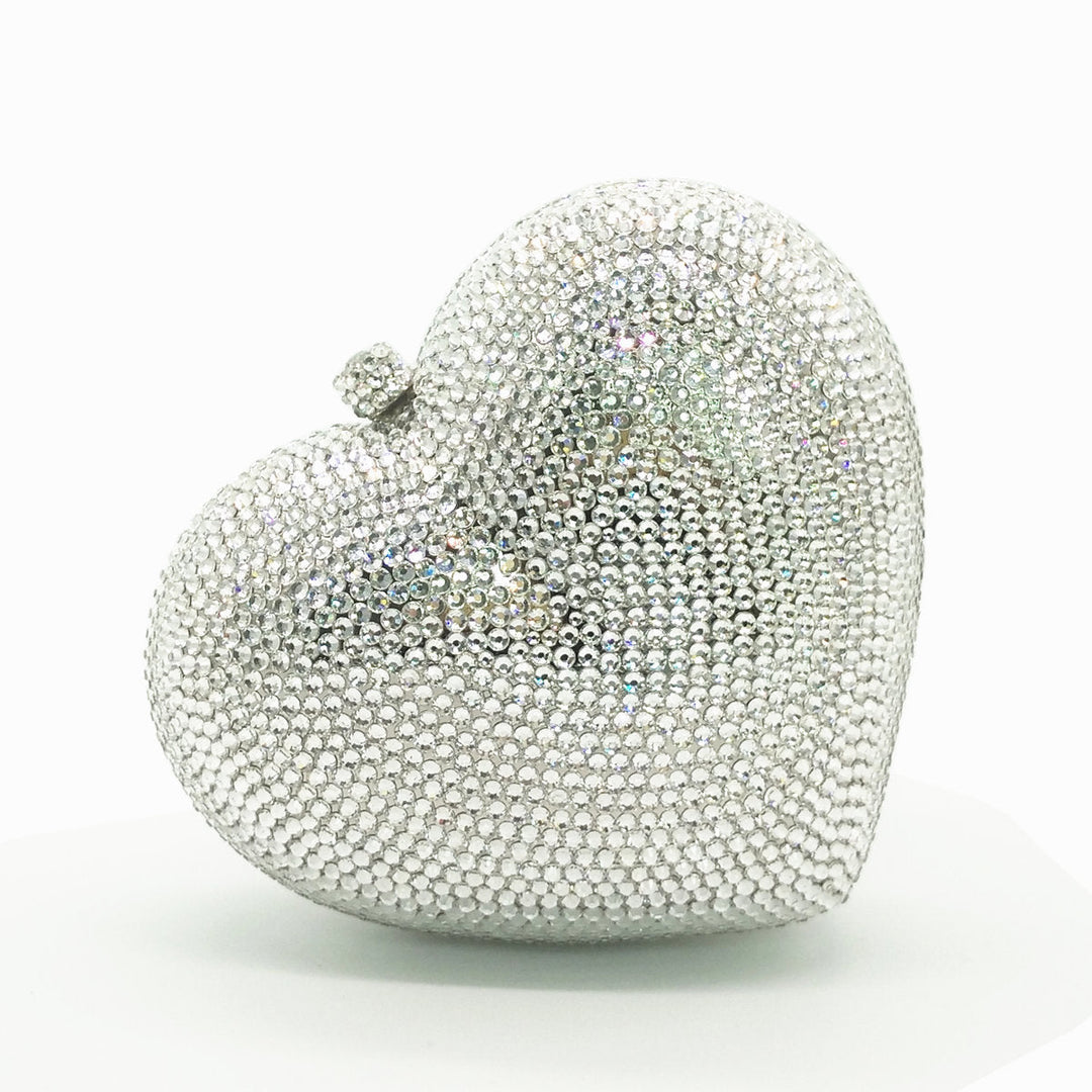 crystal heart-shaped evening clutch - Tawfiqa