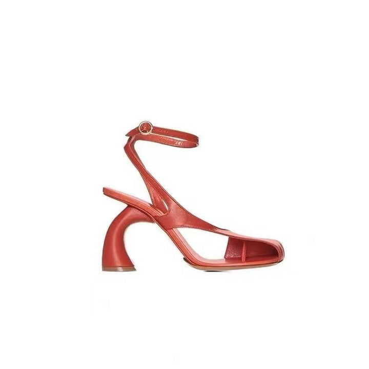 Black Sculptural Heel Sandals – Modern