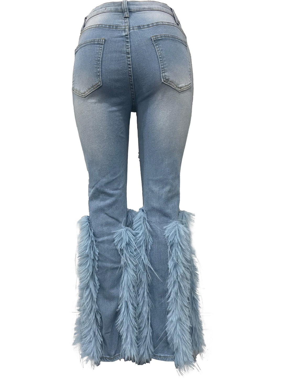 Pearl Distressed Feather Hem Jeans - Luxe