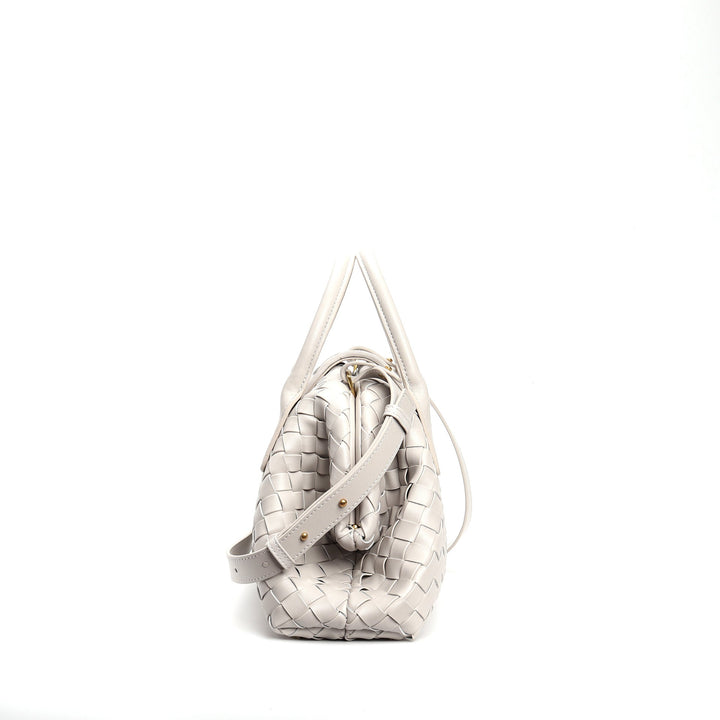woven leather bag with magnetic flap - REINZA
