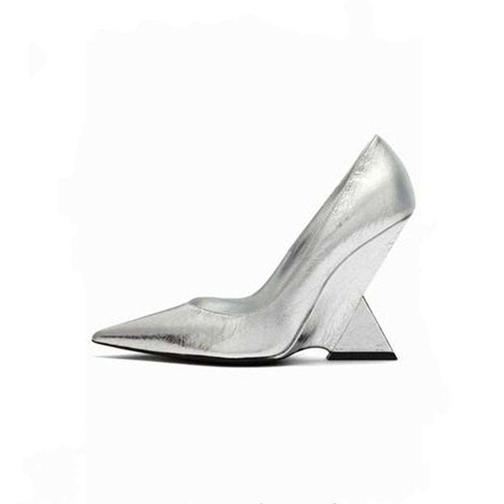 Geometric Sculpted Wedge Heels – LEMON