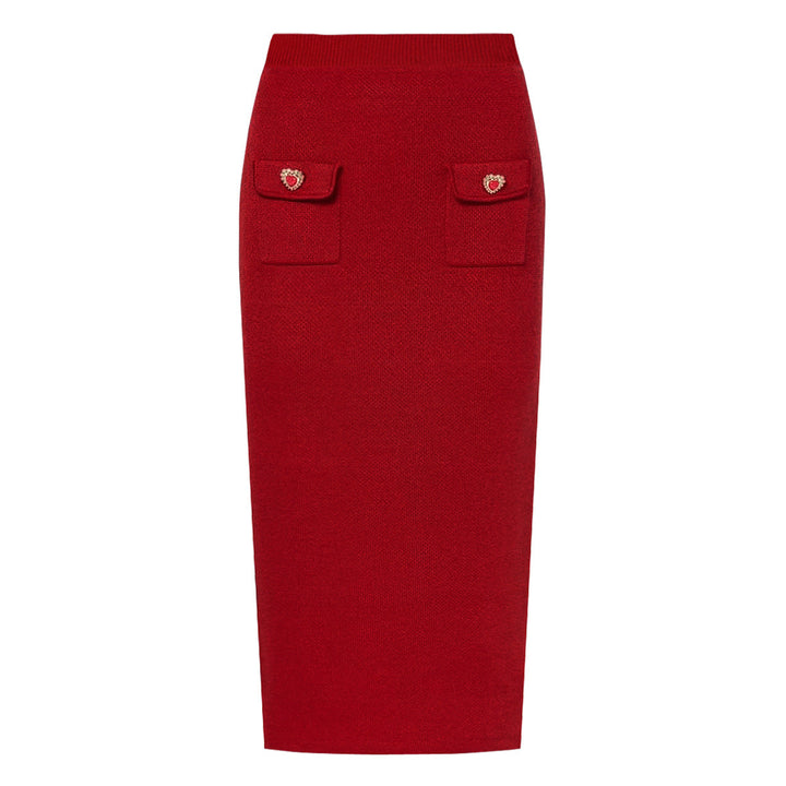 two-piece knit set with heart-shaped button accents – AMELIEV