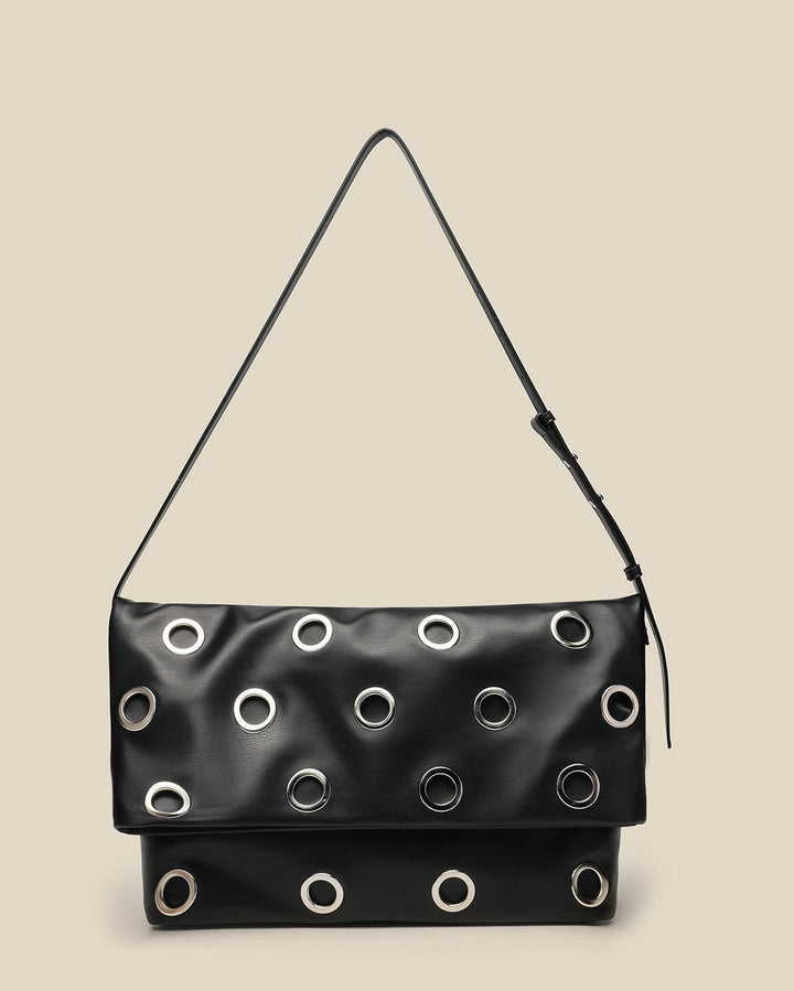 Studded Foldover Shoulder Bag - NOXARA