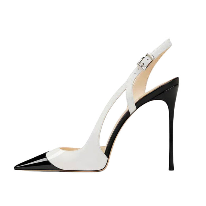 pointed-toe slingback stiletto heels with contrast toe cap – MONROE