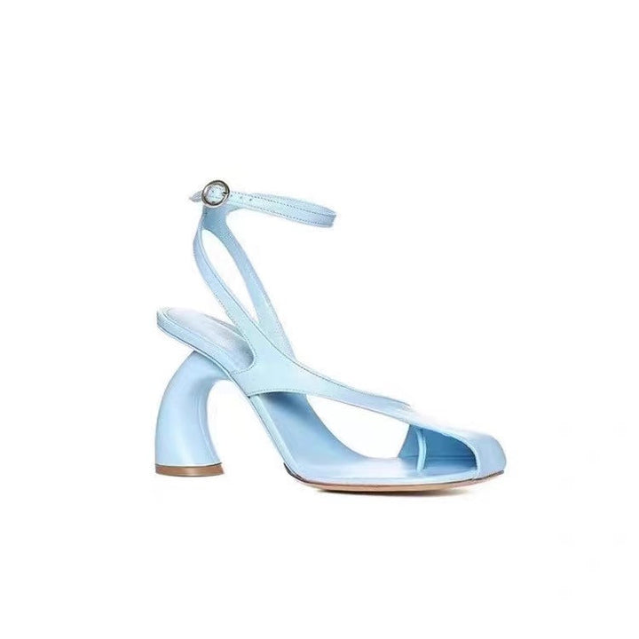 Black Sculptural Heel Sandals – Modern