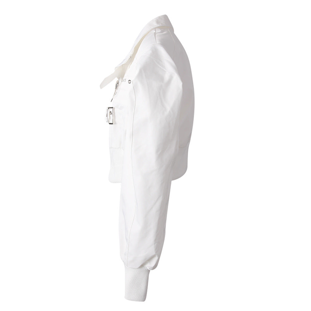 Cropped Utility Zip Jacket with Puff Sleeves – NOVA