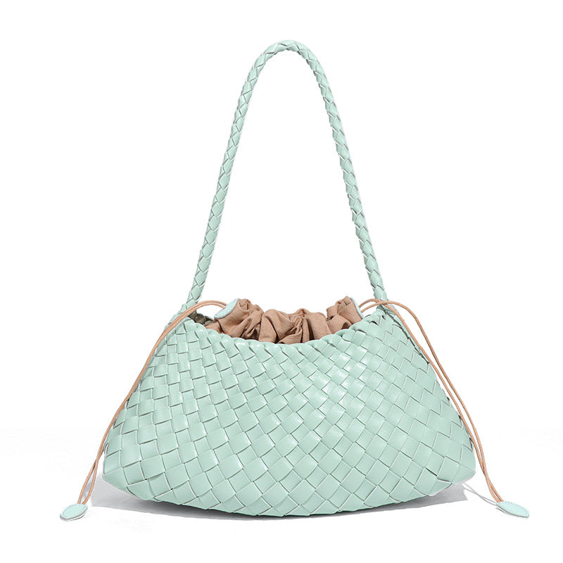 Emerald Woven Drawstring Shoulder Bag – SERALINE