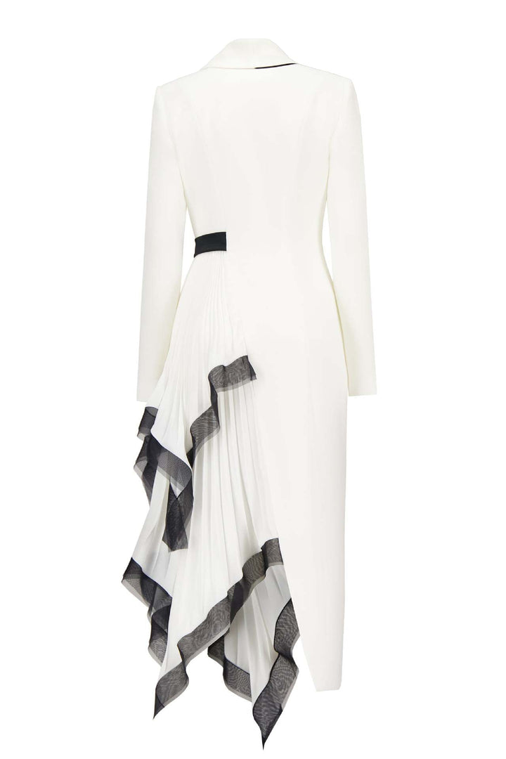 asymmetric wrap dress with pleated ruffle panel - ASTRID