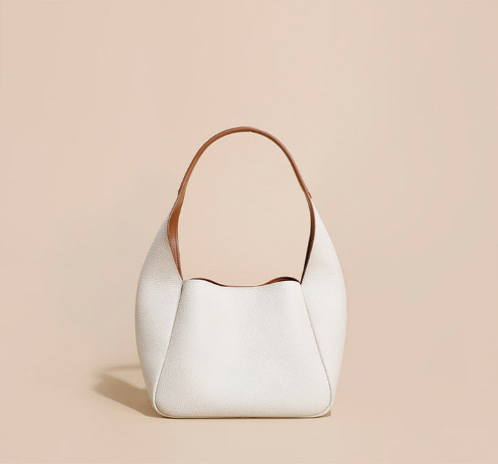 Minimalist Hobo Shoulder Bag in Textured Leather – OLIVE