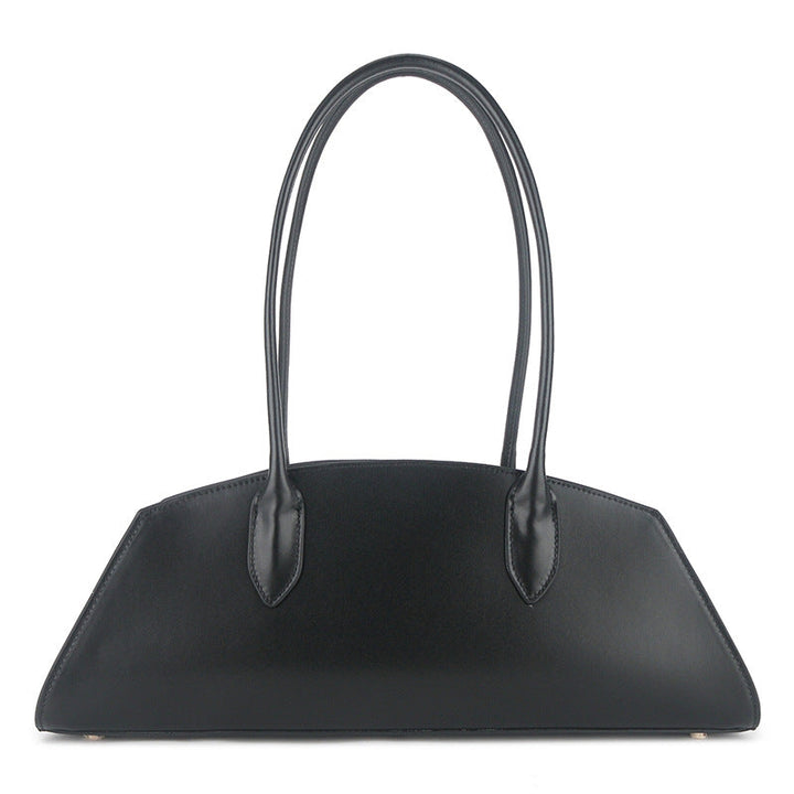 sleek half-moon leather tote with elongated handles – VELORA