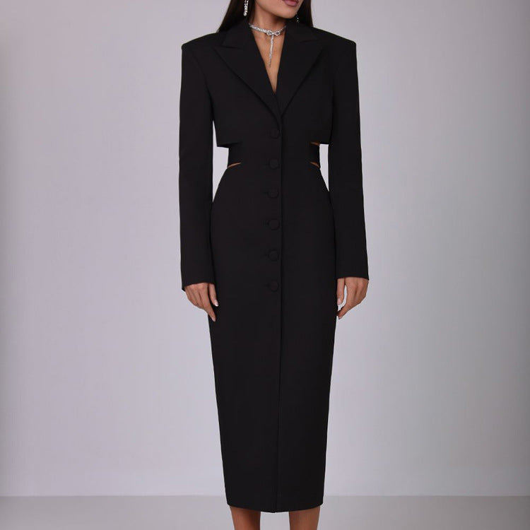 tailored cutout dress with front buttons – EVARA
