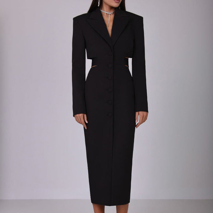 tailored cutout dress with front buttons – EVARA