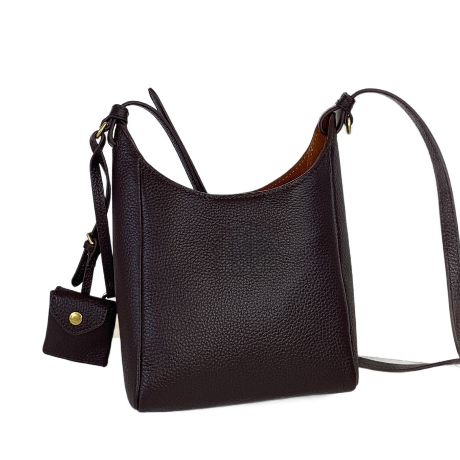 Black Pebbled Leather Mini Crossbody Bag – LUNARA