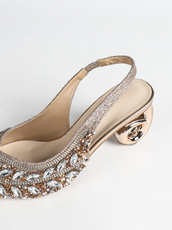 Crystal Embellished Slingback Heels - Glamorous