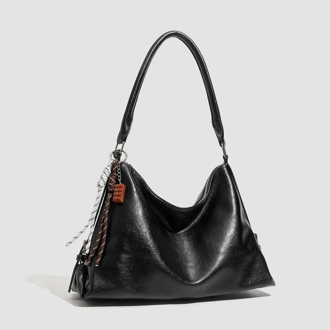 Vintage Brown Leather Shoulder Bag - Minimal