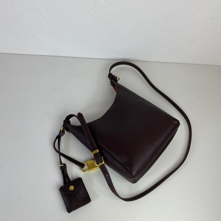 Black Pebbled Leather Mini Crossbody Bag – LUNARA