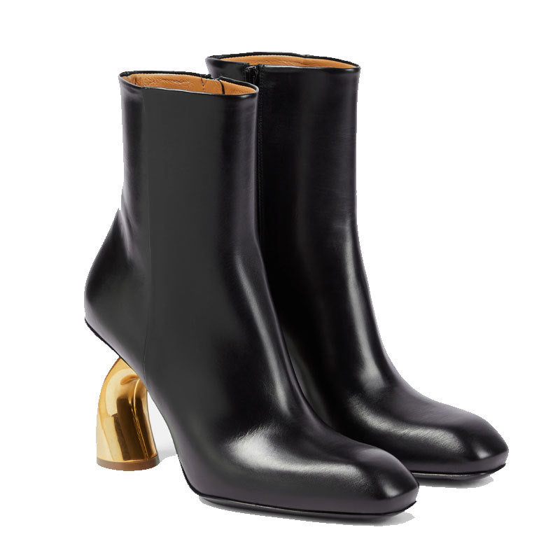 Architectural Heel Ankle Boots – OLIVE