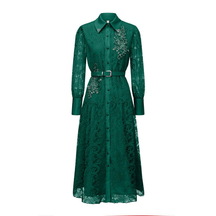 Emerald Lace Shirt Dress - Regal