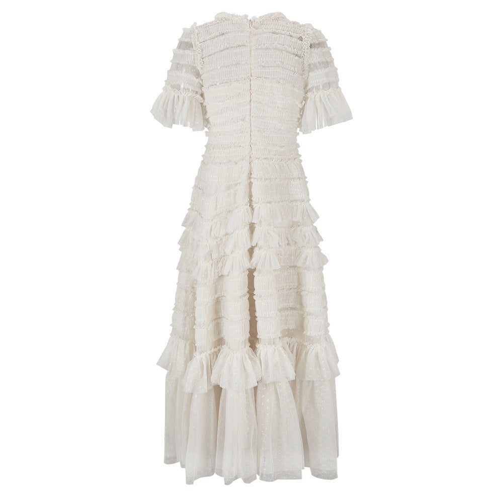 Vintage Romance Ruffle Lace Maxi Dress - Ivory