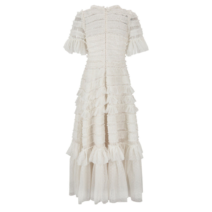 Vintage Romance Ruffle Lace Maxi Dress - Ivory