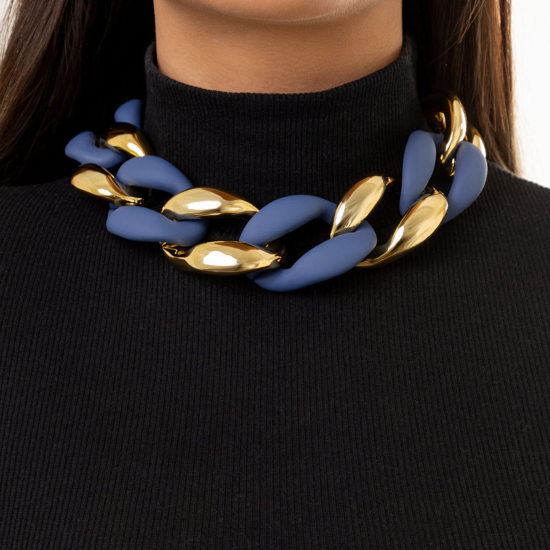 chunky oval-link chain necklace with gold finish – KORA