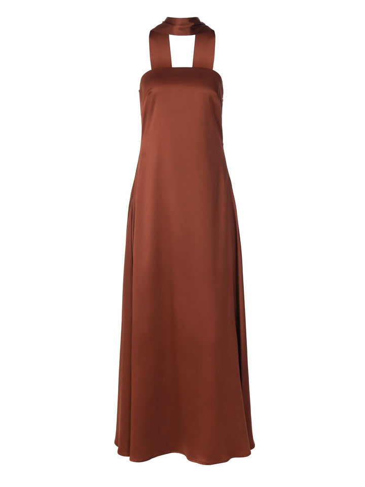 Satin Halter Maxi Dress - SIENNA
