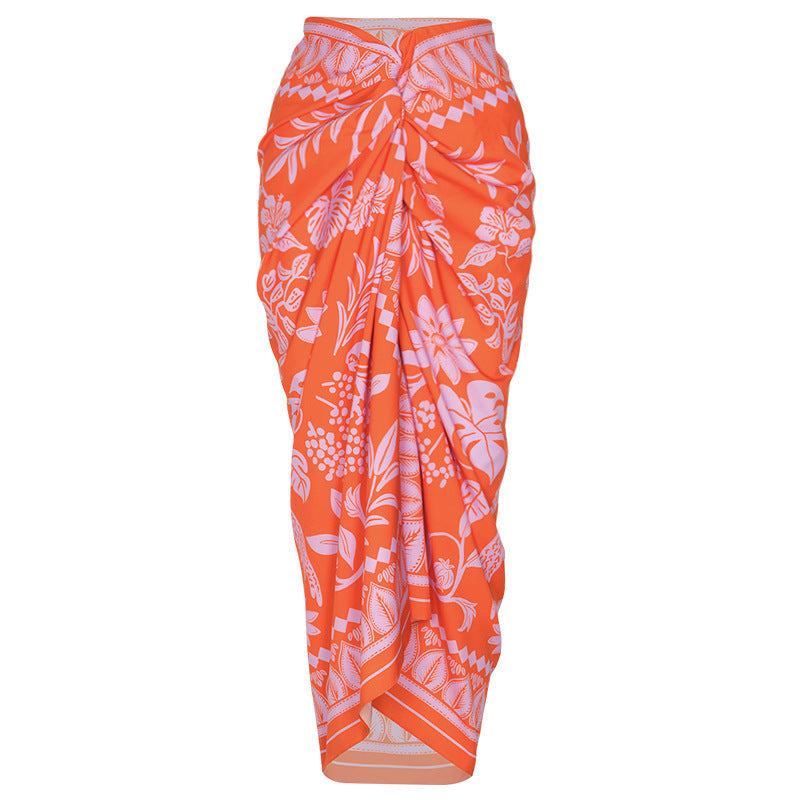 one-shoulder floral one-piece with printed sarong – TROPIC