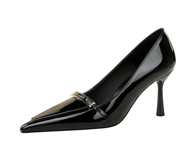 Patent Pointed Toe Buckle Stiletto Heels – ÉLISÉE