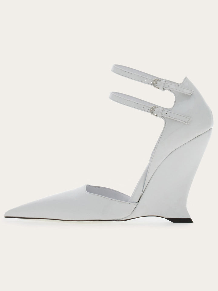 Patent Leather Double-Strap Wedge Heels – TANGERINE