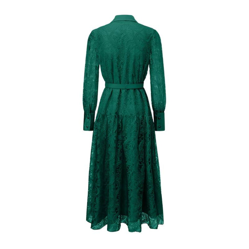 Emerald Lace Shirt Dress - Regal