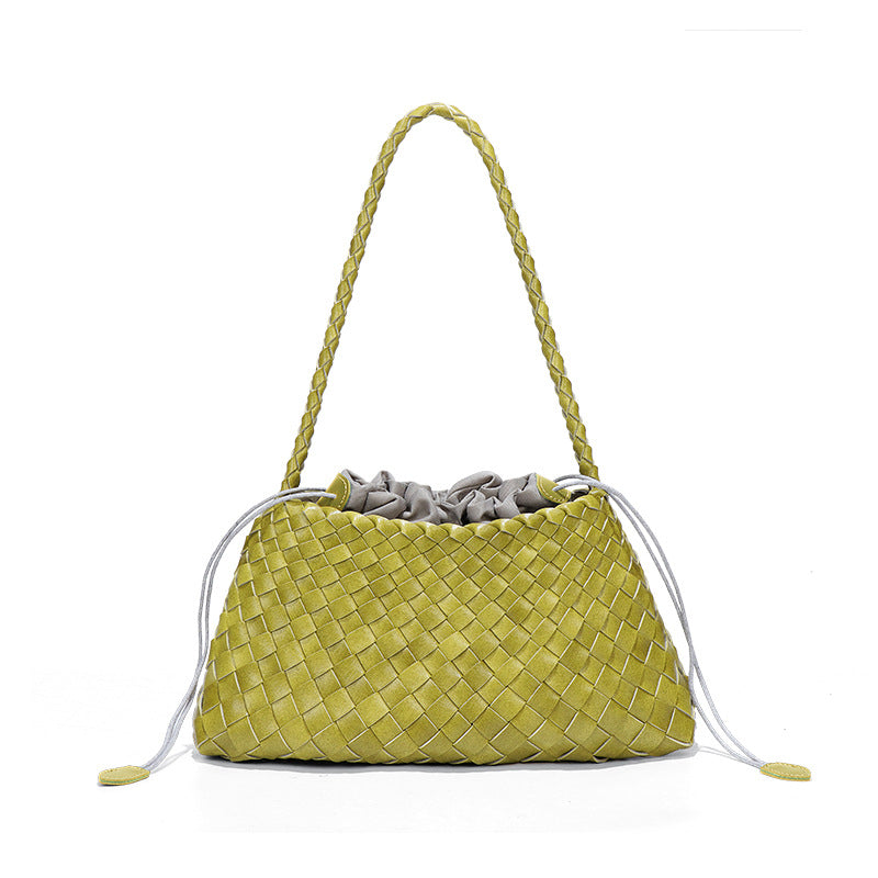 Emerald Woven Drawstring Shoulder Bag – SERALINE