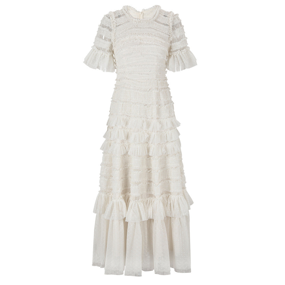 Vintage Romance Ruffle Lace Maxi Dress - Ivory