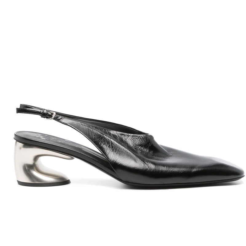 Metallic Sculpted Heel Slingback Flats – MODERNE