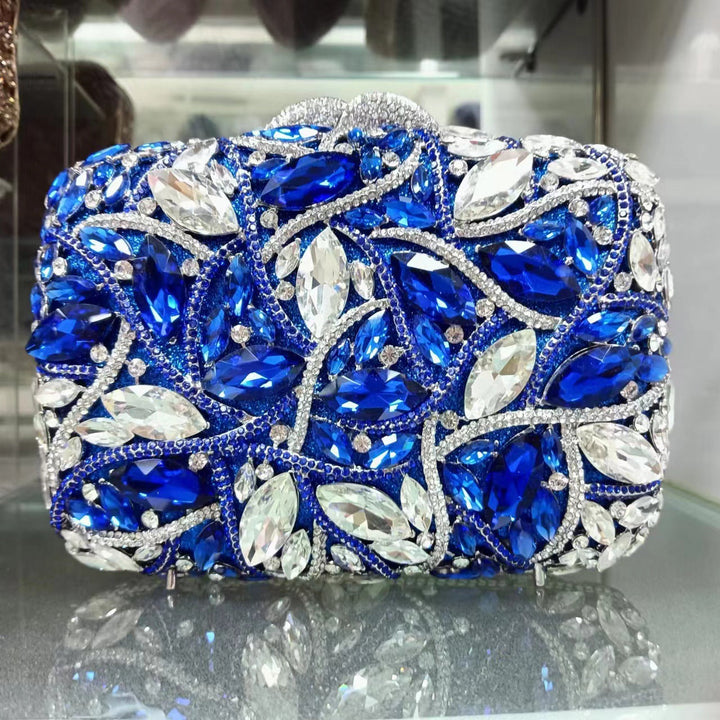 crystal embellished clutch with floral design - Enduri