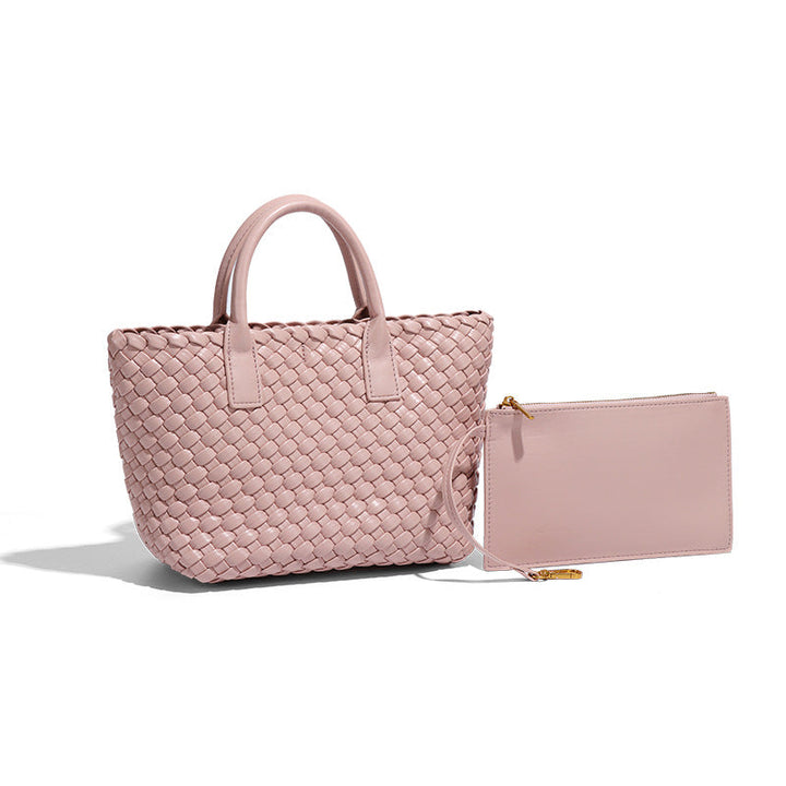 Woven Leather Tote Bag with Matching Wallet – ÉLORA
