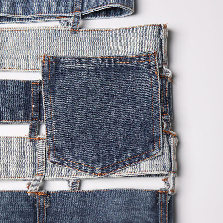 patchwork denim waist belt skirt - ODD- Talikha