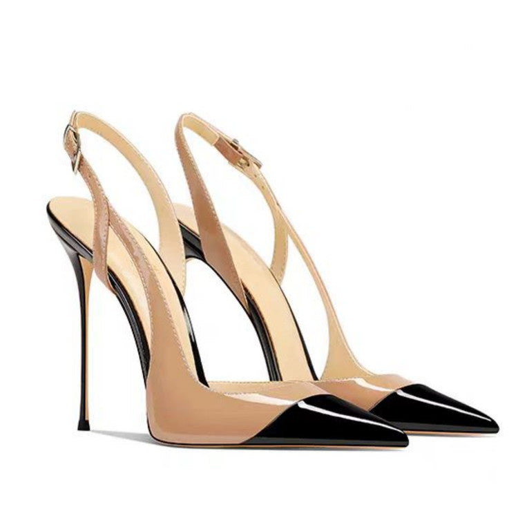 pointed-toe slingback stiletto heels with contrast toe cap – MONROE