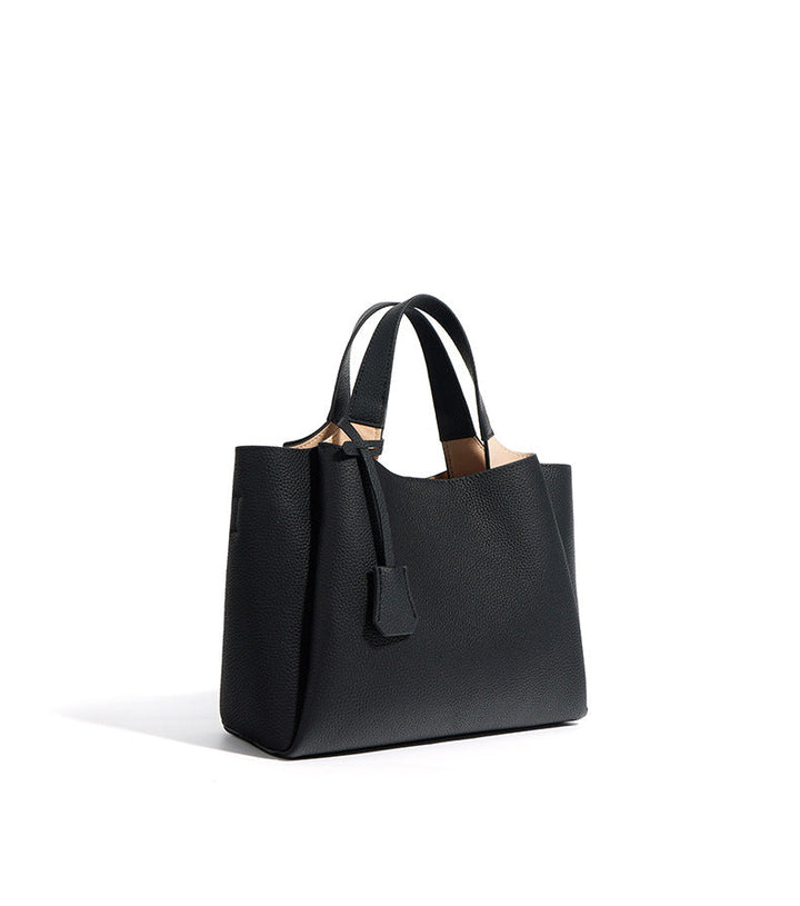 structured pebble leather tote with top handles - TERRAX