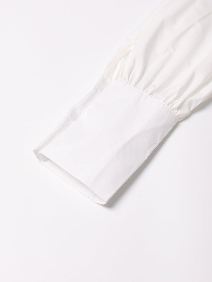 long-sleeve cropped blouse with ruched hem - Fenok