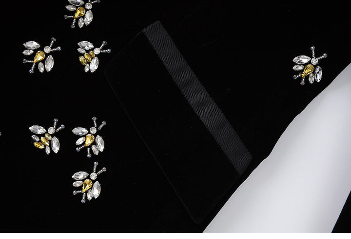 embroidered velvet blazer with floral crystal accents – BLOOM