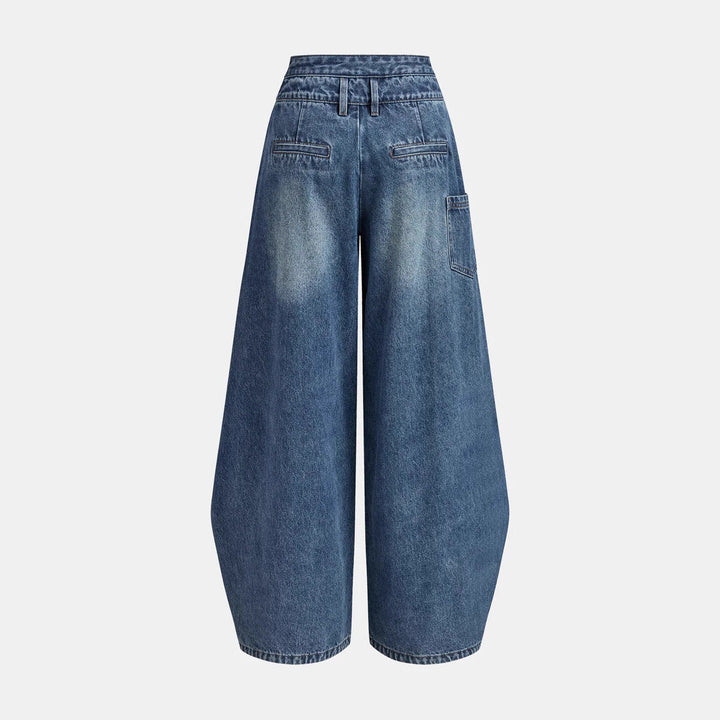 high-waist layered wrap wide-leg denim pants – NOVA