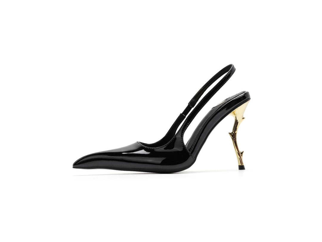 Patent Slingback Sculptural Heel Pumps – THORN