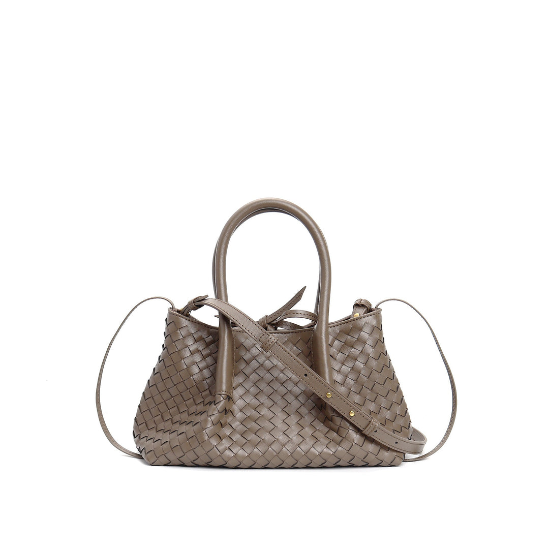 woven leather mini tote bag with tie closure - LIQTA